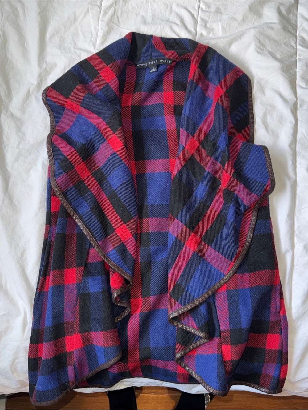HYFVE Red & Blue Plaid Drape Vest